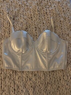 Two Vintage Victoria's Secret Silver Bustier Tops